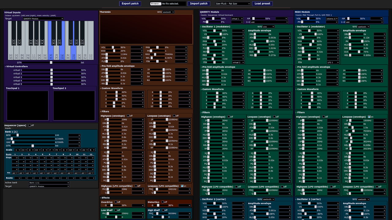 Screenshot of the JS-80 software synthesizer