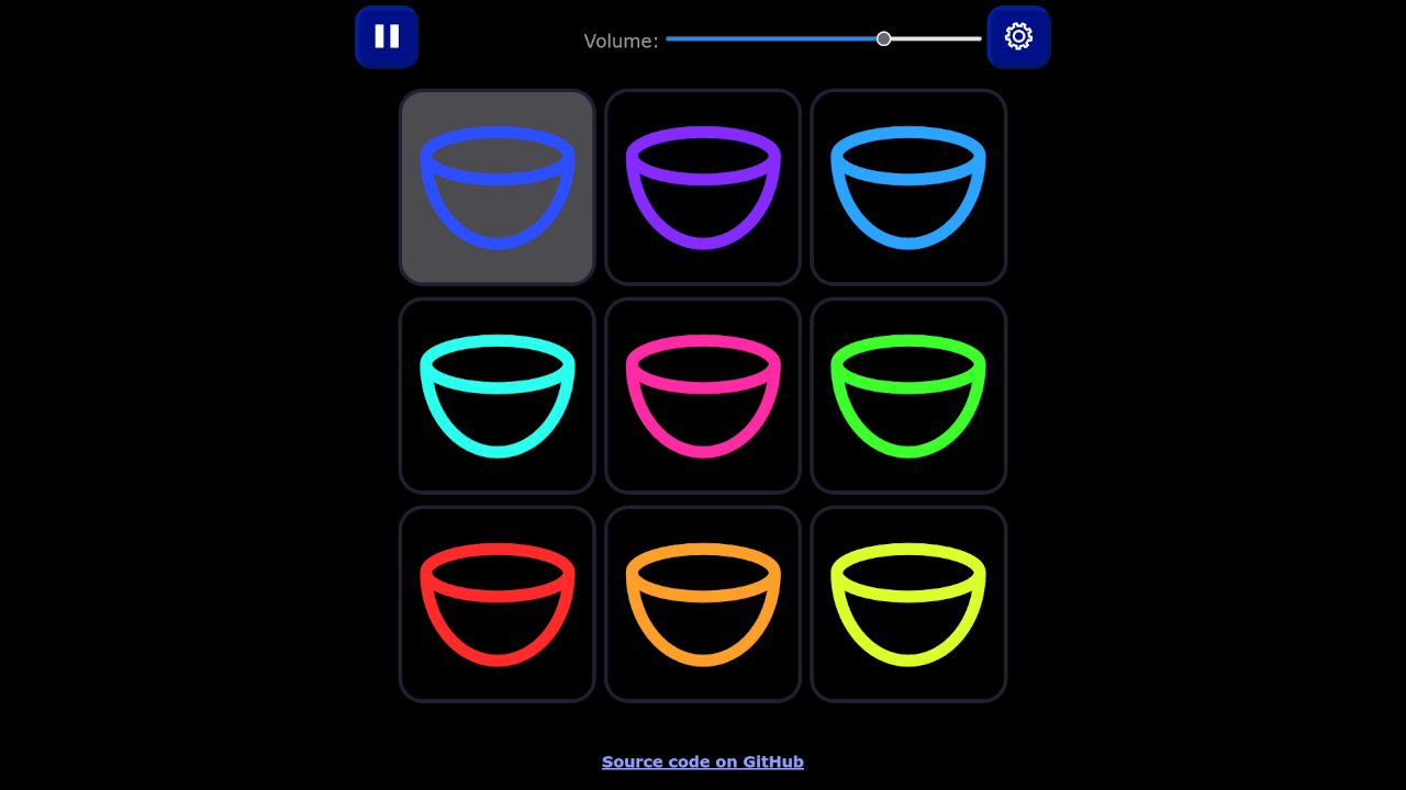 Screenshot of the singing bowls simulator